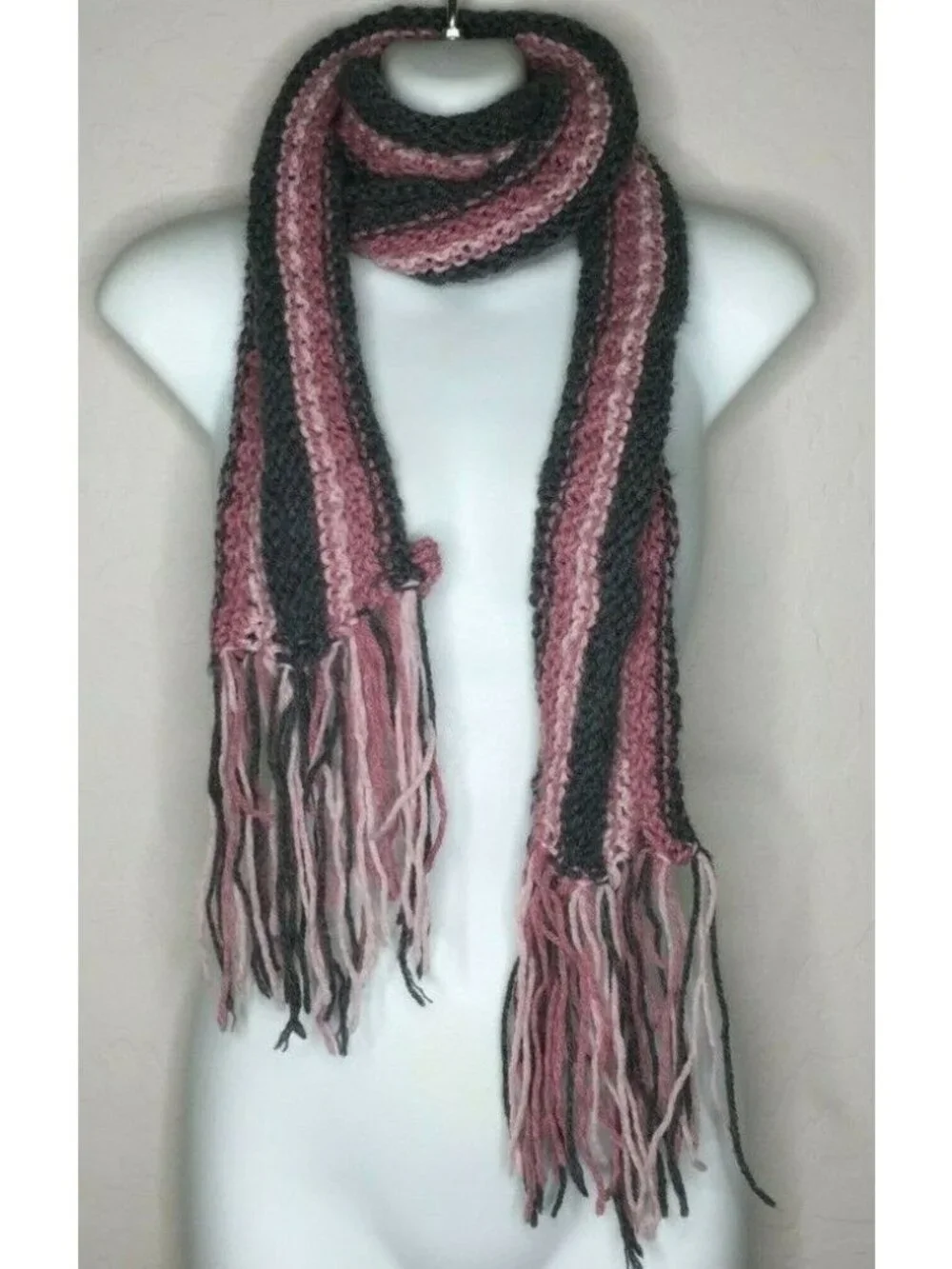 Womens Crochet Fringe Brown Pink Peach Scarf Accessories Fashion Winter One Size